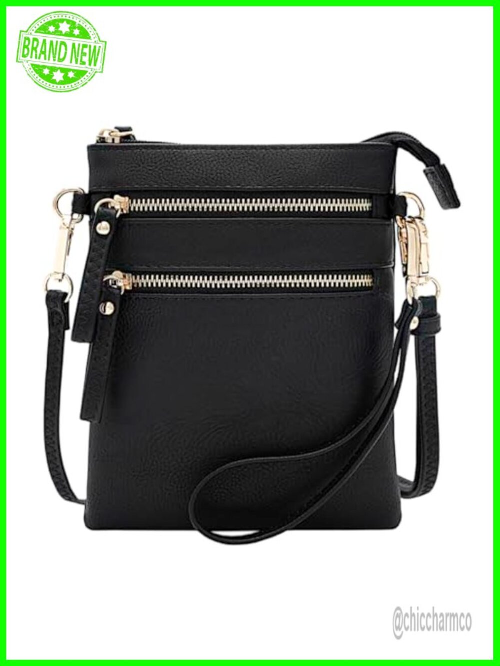 Small Multi Zip Crossbody Bag Detachable Wristlet Lightweight Travel Purse
